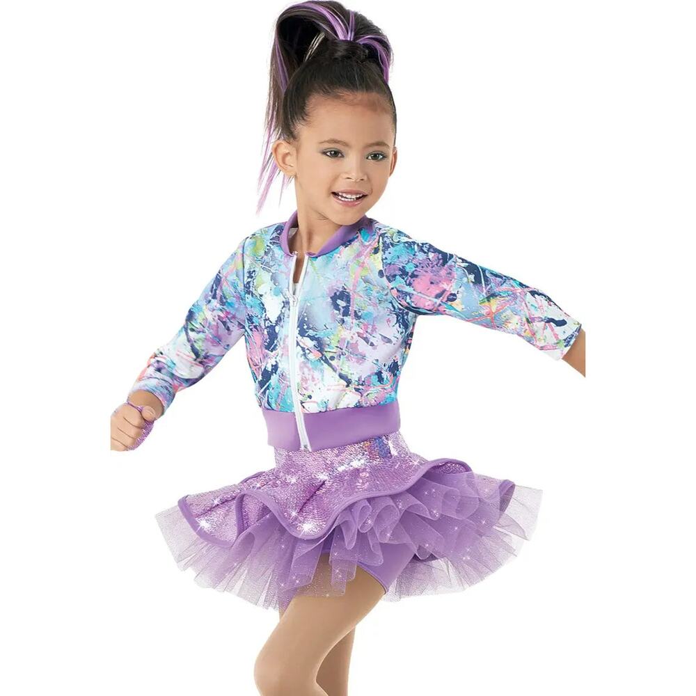 Dance Costume Intermediate Child Purple Weissman  Jazz Hip Hop Clogging Sequin